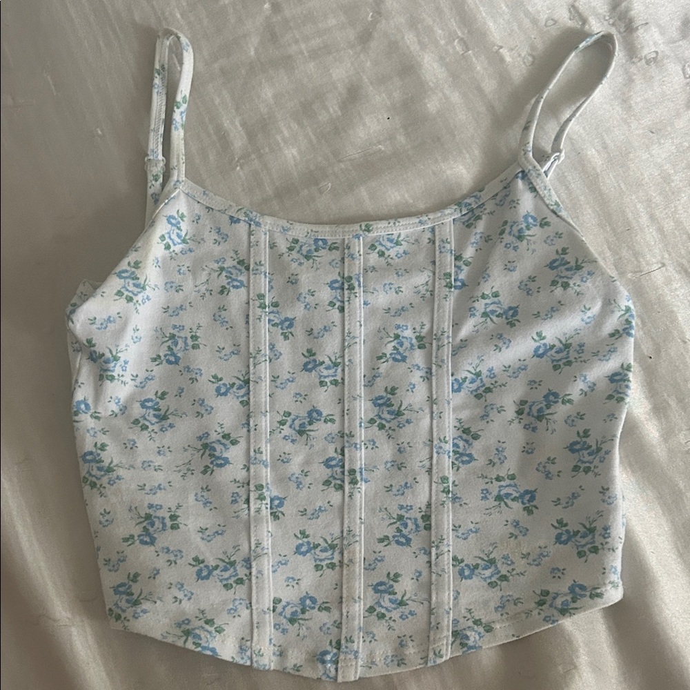 RSQ Blue and White Floral Camisole